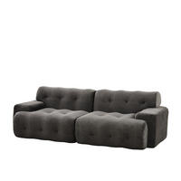 2-SITZER SOFA Chenille Grau mit Knopfverzierung und Armlehnen - Dunkelgrau, Textil (224/66/104cm) - WISHDOR