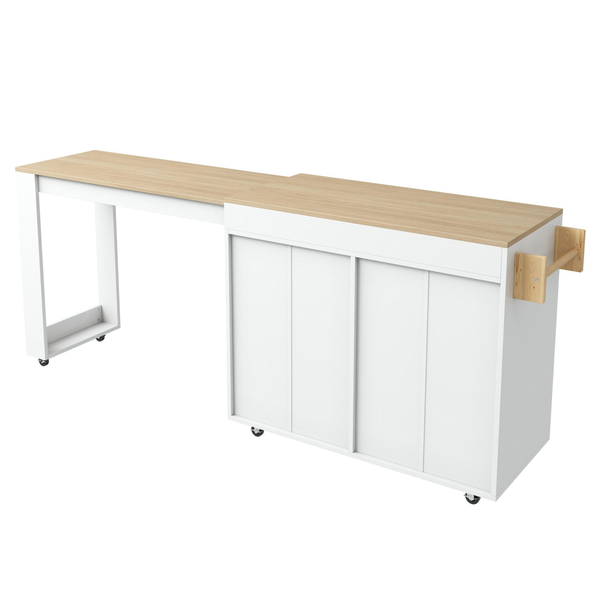 KÜCHENINSEL ausziehbar 132,5-217 x 50 x 93 cm MDF Weiß - Weiß, Holz (50/93/217cm) - Beauniv