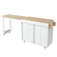 KÜCHENINSEL ausziehbar 132,5-217 x 50 x 93 cm MDF Weiß - Weiß, Holz (50/93/217cm) - Beauniv