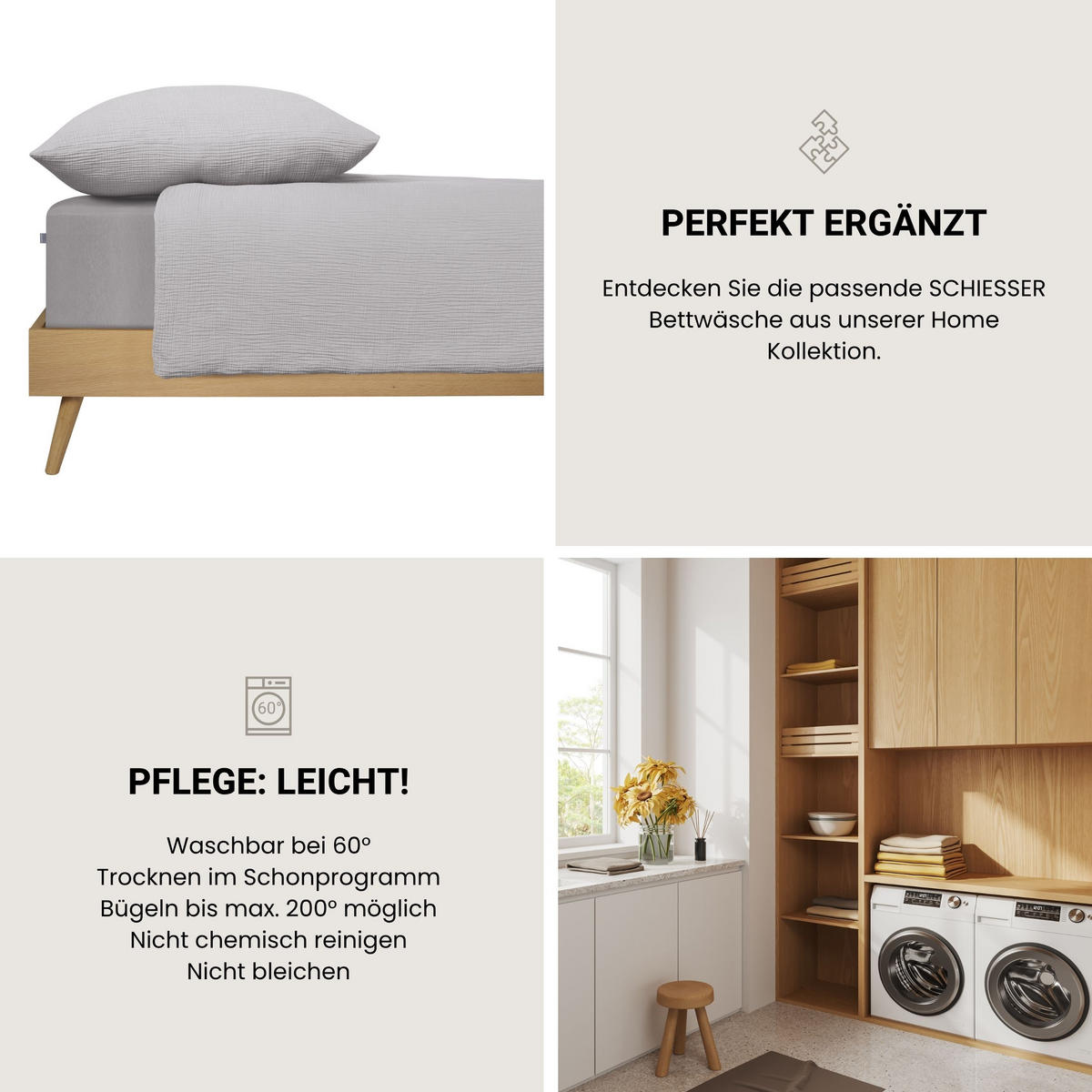 SPANNBETTLAKEN Jessi 100% Baumwolle 150x200 cm Hellgrau - Hellgrau, Textil (150/200cm) - SCHIESSER