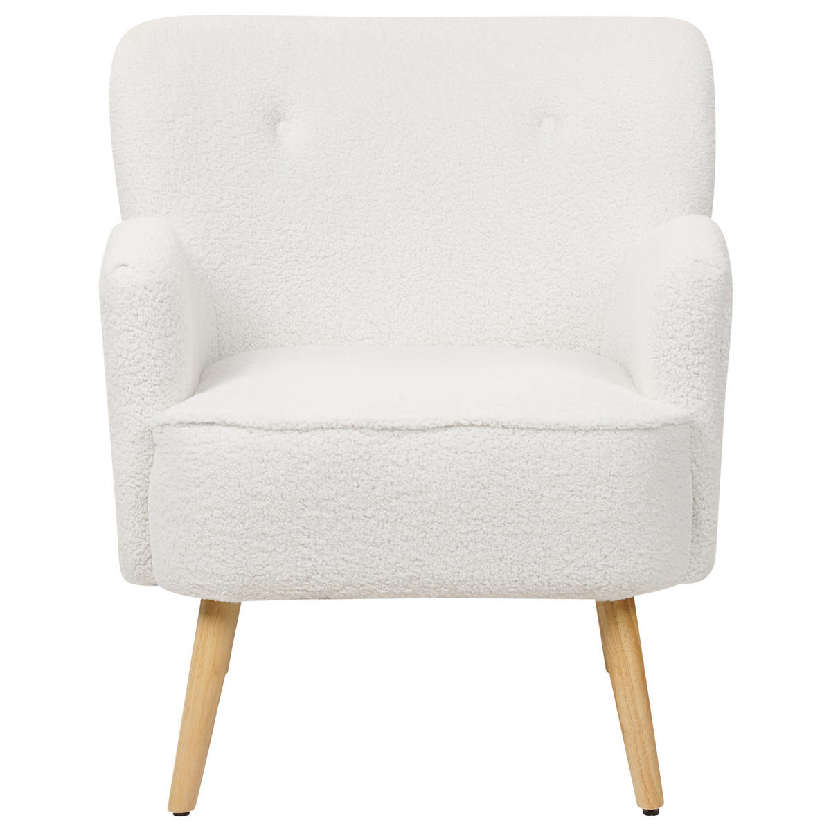 SESSEL Bouclé weiß/hellbraun plus Hocker Tumba - Hellbraun/Weiß, Textil (74/85/79cm) - Beliani