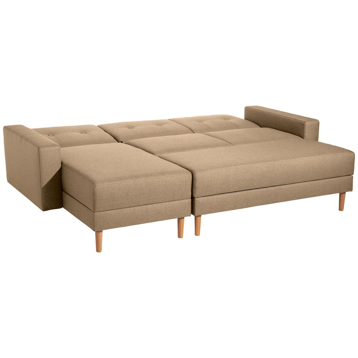 FUNKTIONSSOFA mit Hocker Kattie Flachgewebe sand - Sandfarben, Kunststoff (144/230cm) - 58aufmkessel