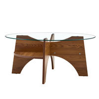 BEISTELLTISCH 80/36 cm Transparent/Walnuss aus Glas und MDF mit fächerförmigem Gestell - Walnussfarben, Holzwerkstoff (80/80/36cm) - OKMYHOME