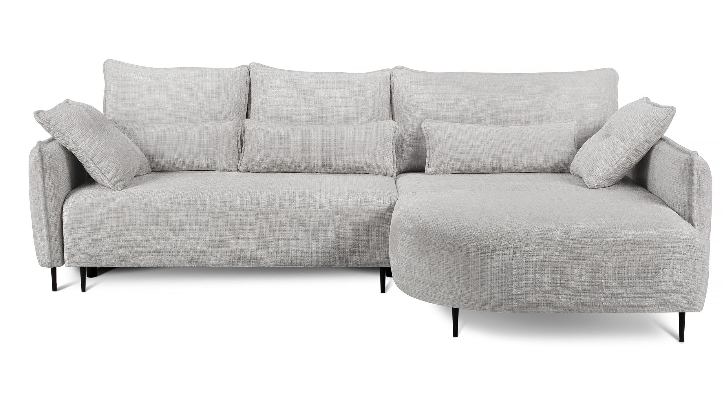 ECKSOFA Oblivio Hellgrau Chenille - Hellgrau/Schwarz, Textil/Metall (285/200cm) - Selsey