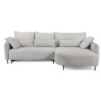 ECKSOFA Oblivio Hellgrau Chenille - Hellgrau/Schwarz, Textil/Metall (285/200cm) - Selsey