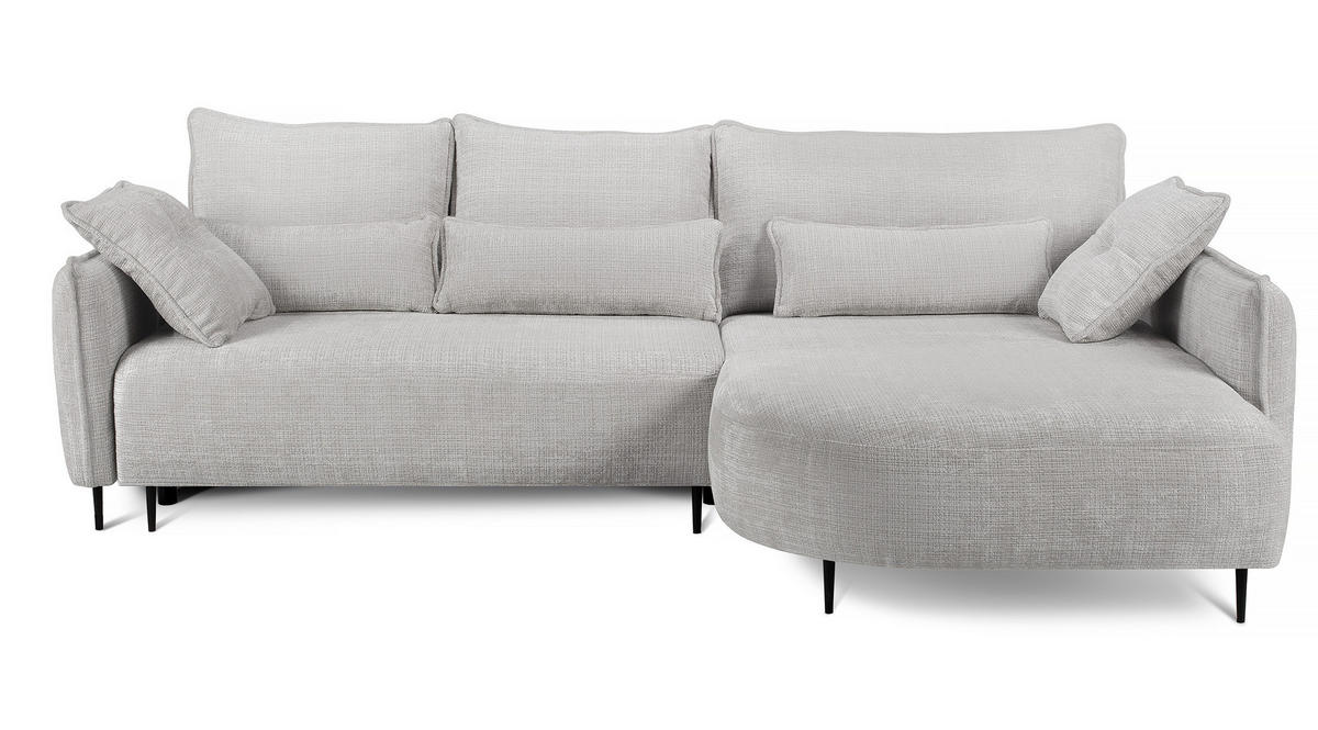 ECKSOFA Oblivio Hellgrau Chenille - Hellgrau/Schwarz, Textil/Metall (285/200cm) - Selsey