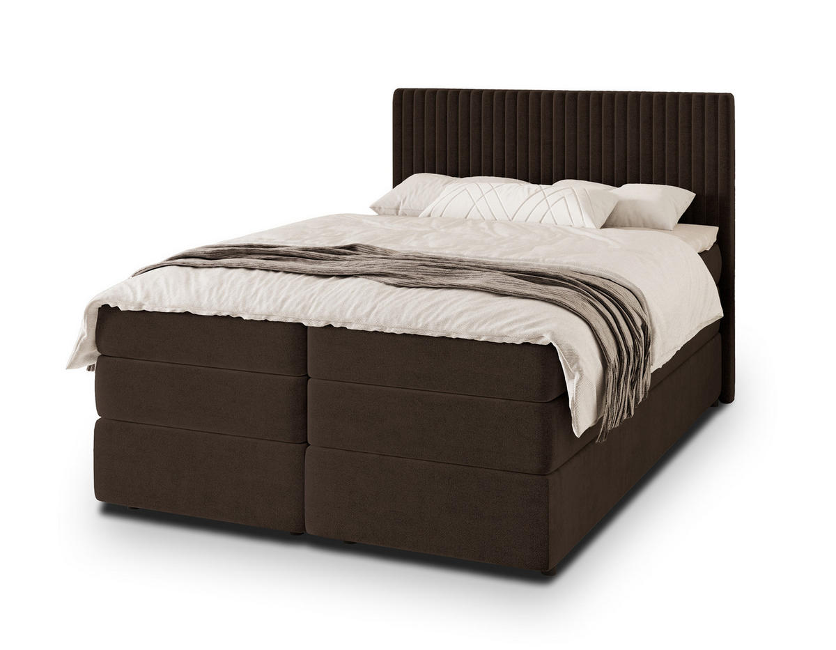 POSTEL BOXSPRING FELBIO 160x200 cm, s matrací a úložným prostorem, hnědá - hnědá, kompozitní dřevo/textil (160/200cm) - MASSENO