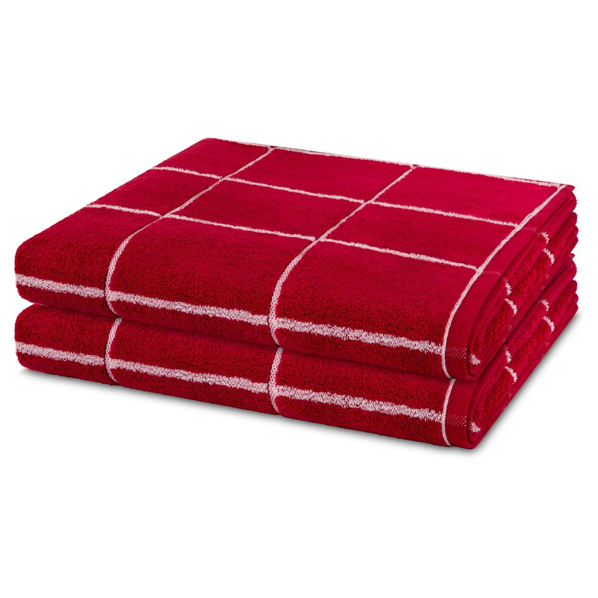 DUSCHTUCH Sensual Skin Karo 2er-Set - Rot, Textil (75/140cm) - Ross