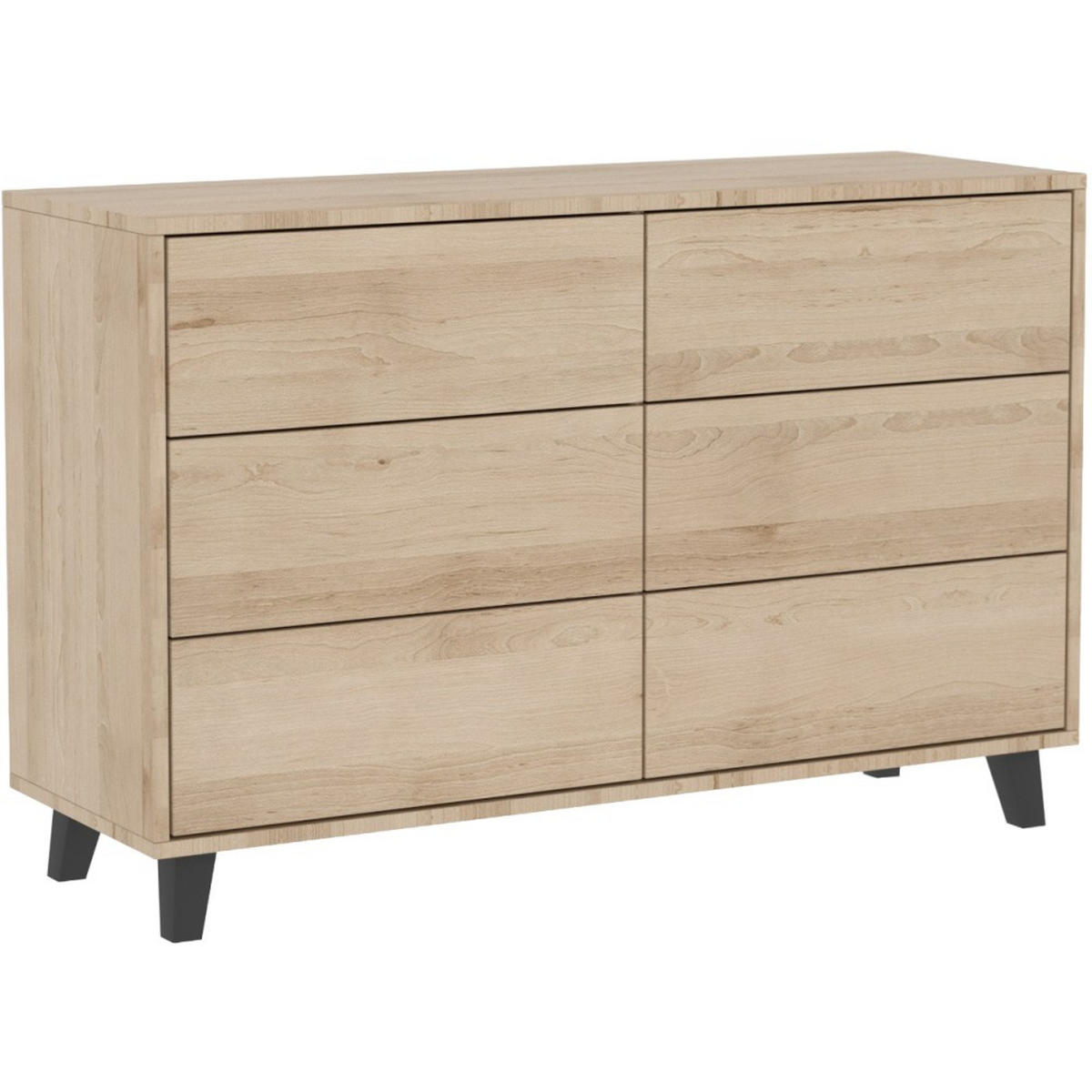 KOMMODE Home mit 6 Schubladen, 120 cm, ohne Griffe, eiche Artisan - Schwarz/Eiche Artisan, Holzwerkstoff (120/80/40cm) - Beautysofa