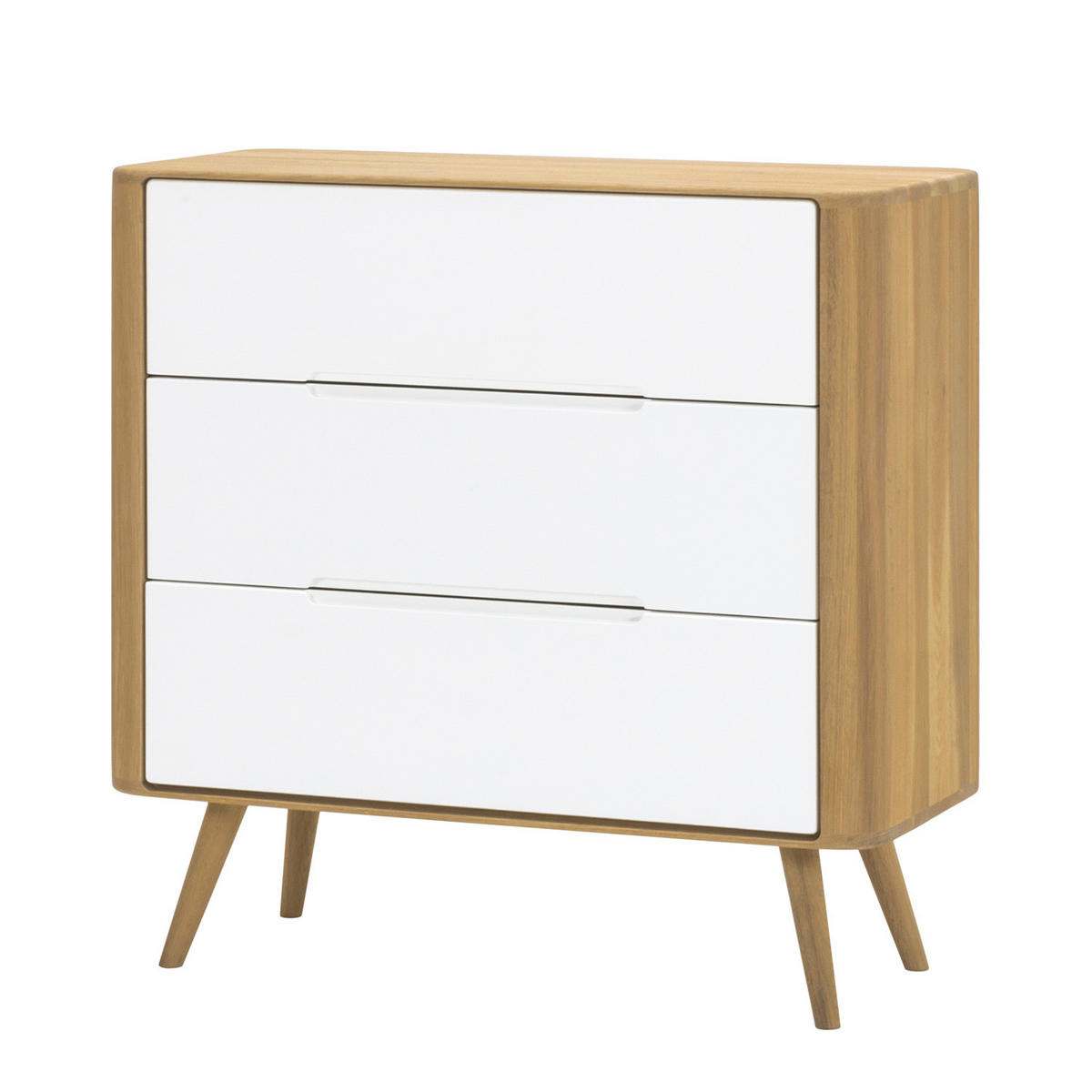 KOMMODE - Wildeiche teilmassiv - Weiß / Wildeiche - Weiß, Holzwerkstoff (90/90/42cm) - home24