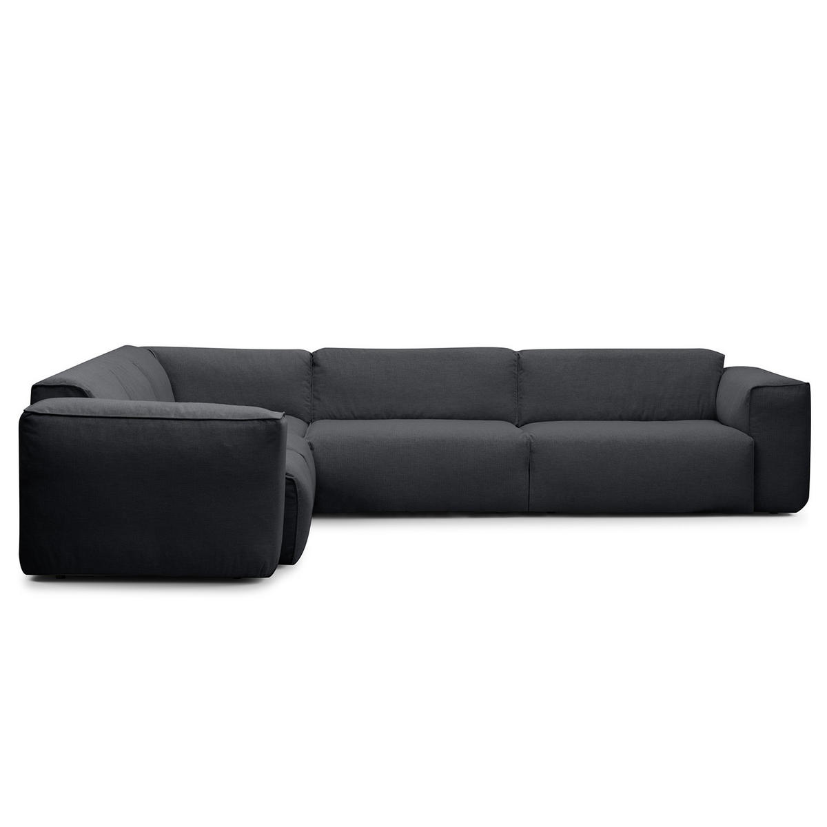 ECKSOFA mit Rundecke - Schwarz/Grau, Kunststoff/Textil (325/260cm) - home24