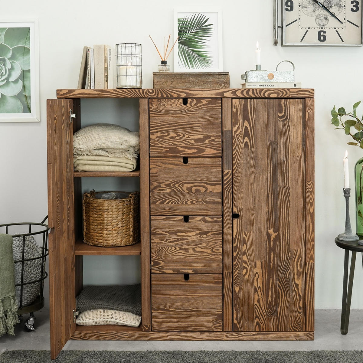 KOMMODE aus Massivholz MARIKA 2/4 - Dunkelbraun, Holz (112/112/40cm) - Seart