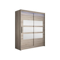 SCHWEBETÜRENSCHRANK Westa VII, mit RGB LED Beleuchtung - Silberfarben/Trüffeleichefarben, Holzwerkstoff/Metall (150/200/58cm) - MIRJAN24