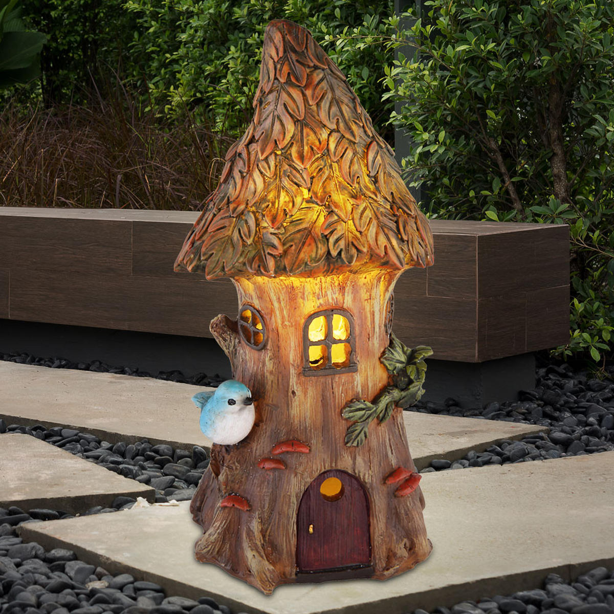 LED AUSSENLEUCHTE Baumstamm Braun - Braun, Kunststoff (11.5/10/23cm) - Globo Lighting