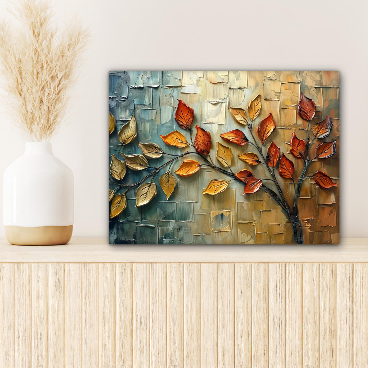 LEINWANDBILD Baum - Abstrakt - Natur - Kunst 40x30 cm - Goldfarben, Textil (40/30cm) - MuchoWow
