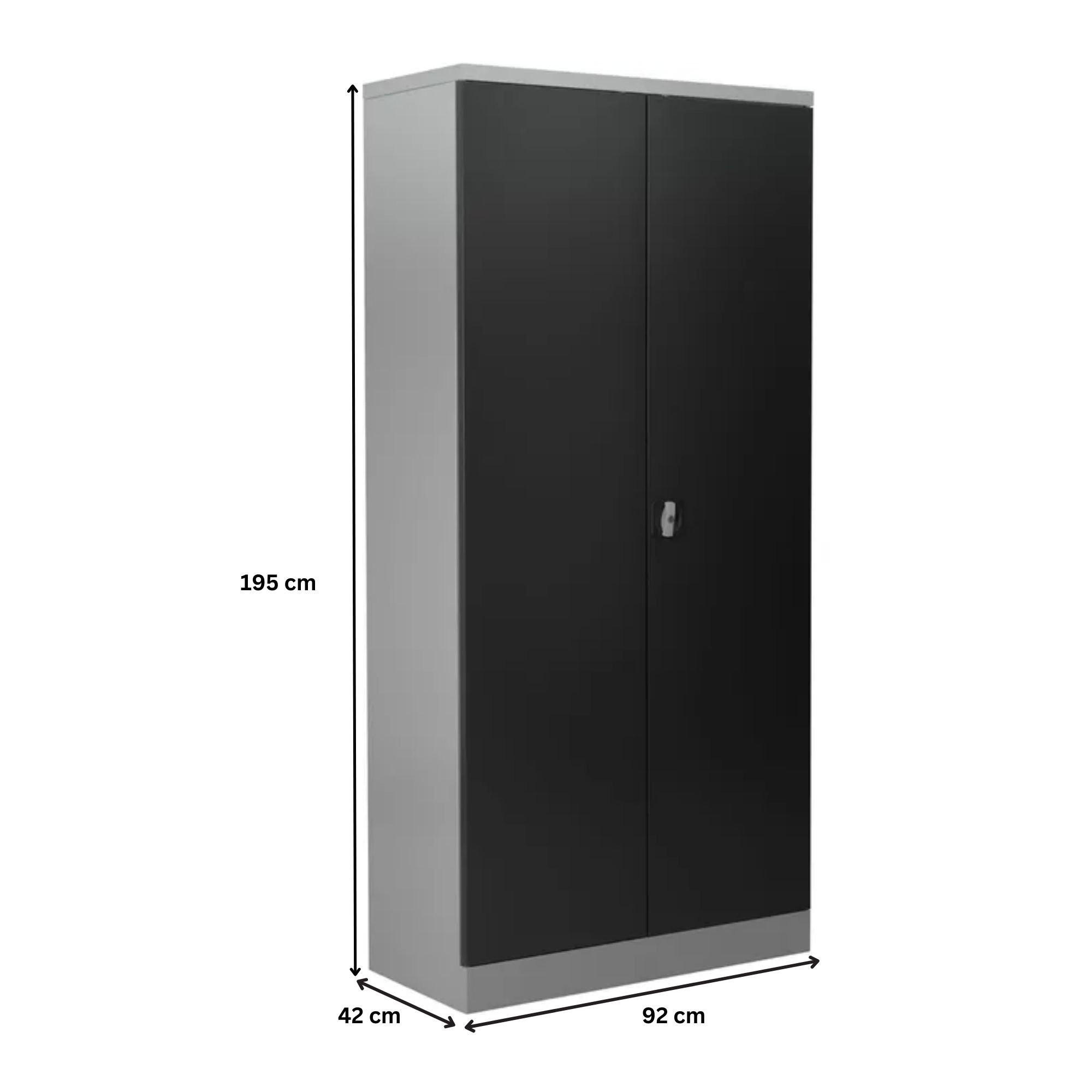 STAHLSCHRANK Bee mit 9 verzinkten Fachböden 195x92x42 cm Korpusfarbe Lichtgrau Frontfarbe Anthrazit - Anthrazit, Metall (92/195/42cm)