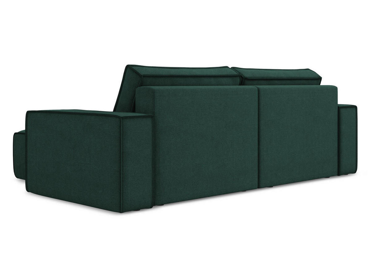 ECKSOFA mit Schlaffunktion Strukturstoff Stoff Grün - Dunkelgrün/Schwarz, Kunststoff/Textil (257/148cm) - Makamii