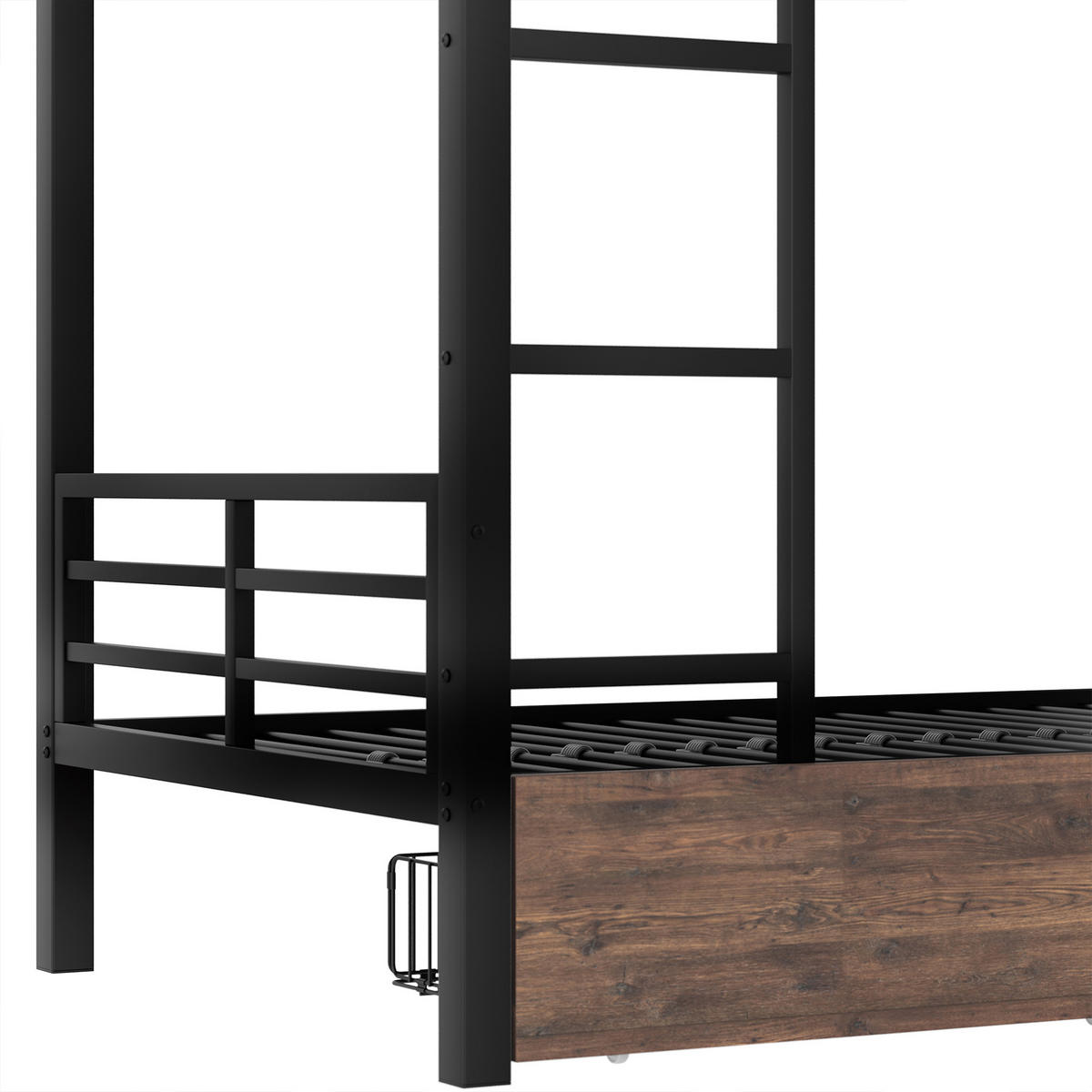 ETAGENBETT 90/200 cm DE-04524, mit LED, Schreibtisch und Schubladen in Schwarz - Schwarz, Metall (90/200cm) - ComfortXL