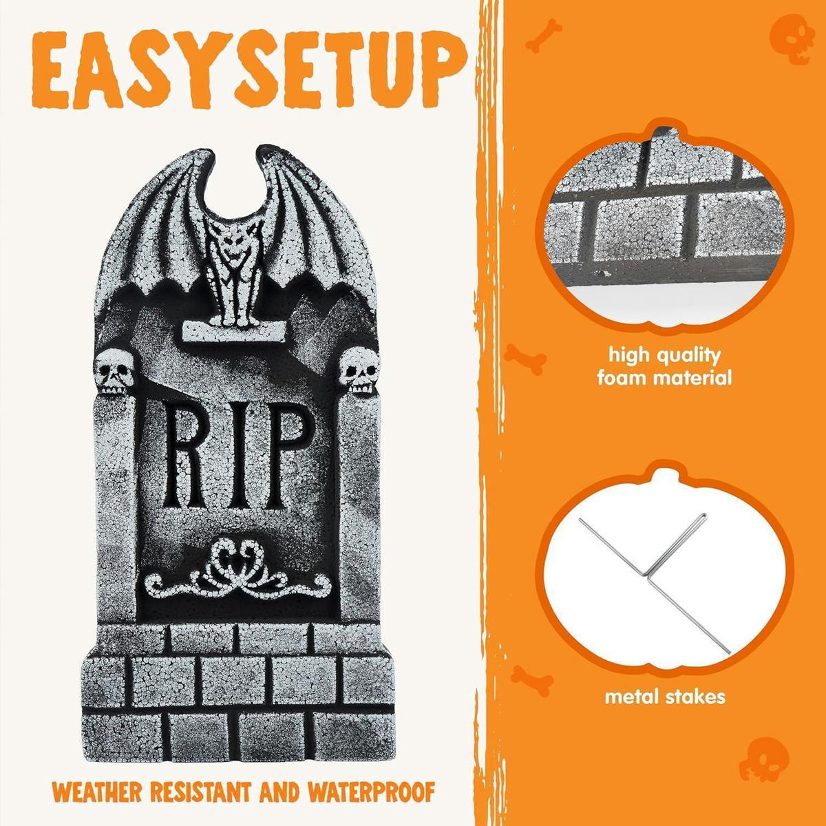 HALLOWEEN-GRABSTEINE 5er-Set 43,2 cm Grau - Grau, Kunststoff (21.9/6/42.5cm)