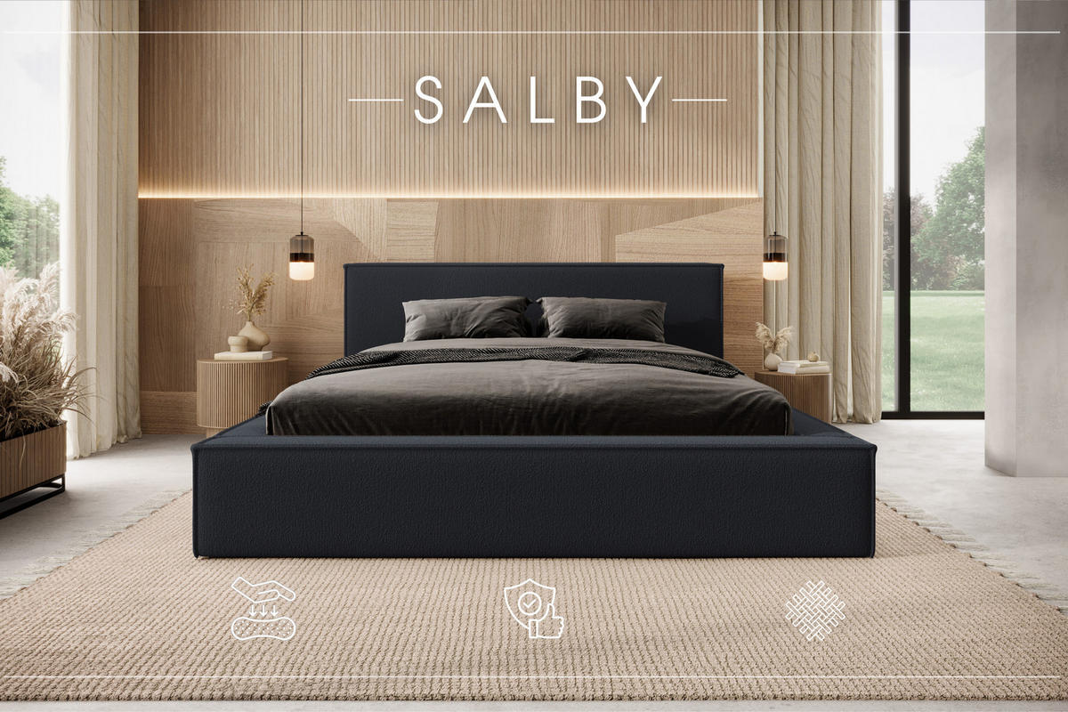 POLSTERBETT mit Bettkasten Salby 200x200 cm, Dunkelgrau - Dunkelgrau, Textil (200/200cm) - Meblito