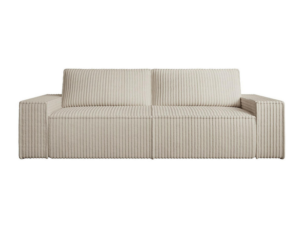 SCHLAFSOFA - 4 Personen-Sitzer - Samt - Beige - - Beige, Textil (257/85/102cm) - Vente-Unique