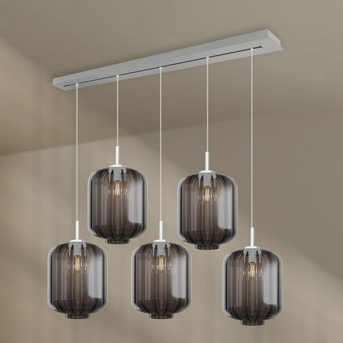 HÄNGELEUCHTE Velo 5-flammig Rauch Ø 25cm - Anthrazit/Weiß, Glas (25/25/27cm) - s.luce