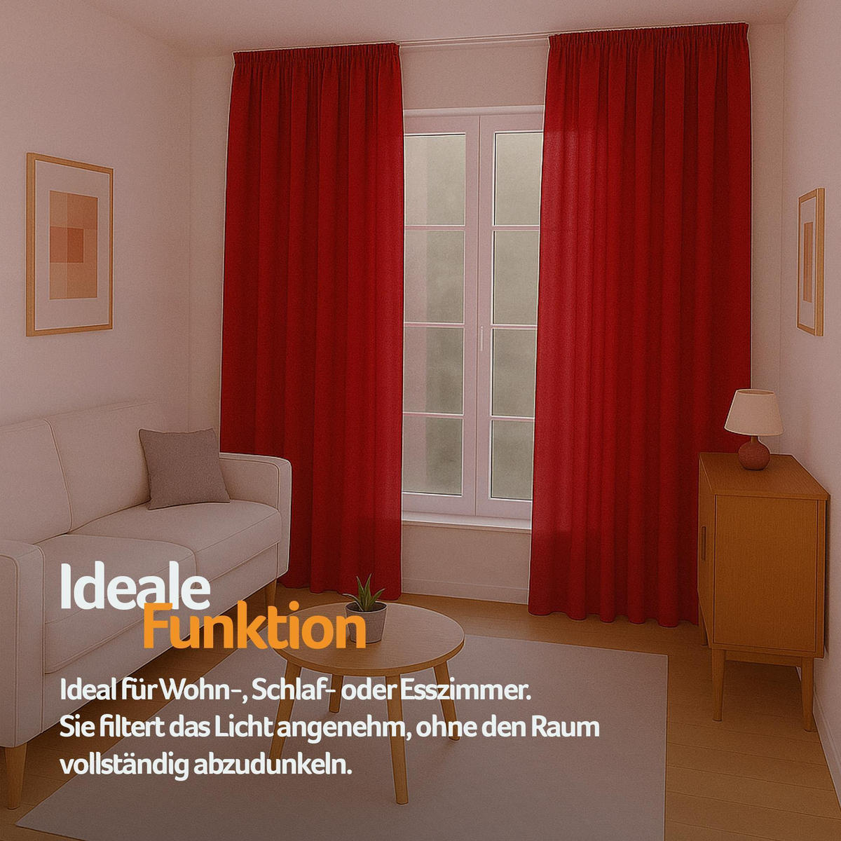GARDINE Universalband "blickdicht" 2er Pack Rot 140x245 cm - Rot, Textil (140/245cm) - Bestlivings
