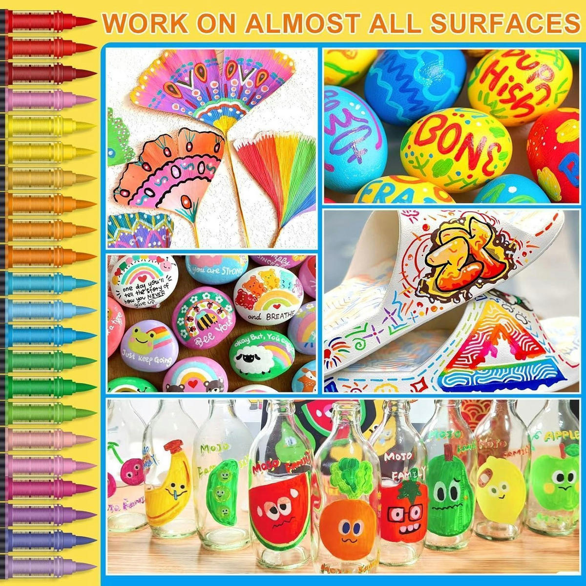 ACRYLSTIFTE Set 90 Farben Wasserfest Pinselspitze - Multicolor, Kunststoff (15/9/21cm)
