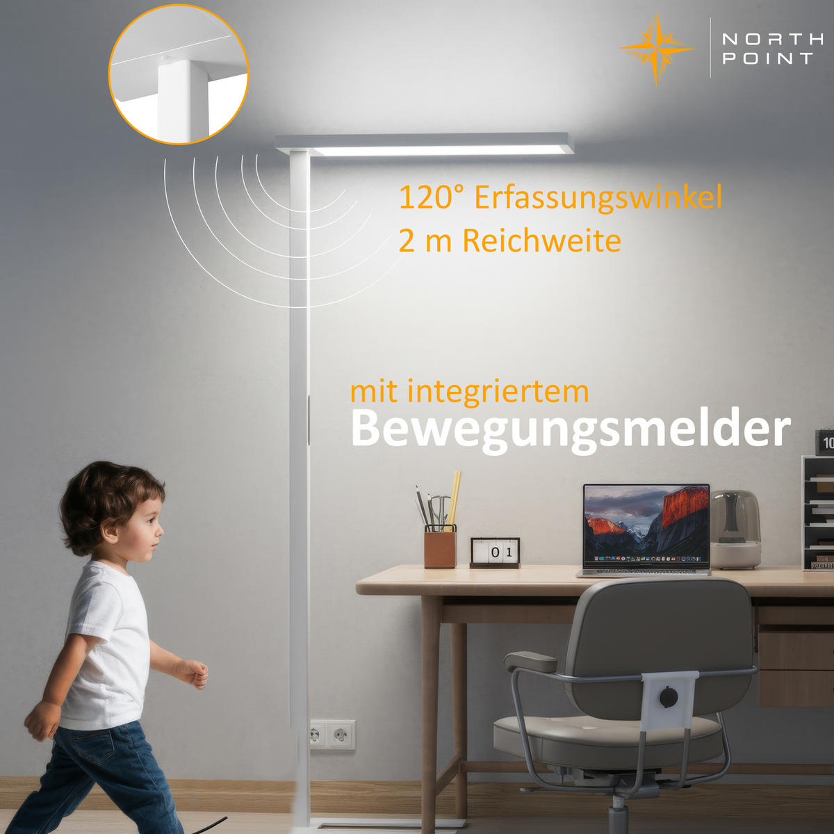 LED-STEHLEUCHTE Weiß 195 x 80 x 24 cm Metall - Weiß, Metall (80/30/195cm) - Northpoint