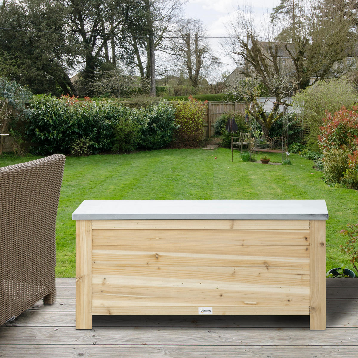 KISSENBOX DE-18671 155 L, Holz mit verzinktem Deckel - Naturfarben, Holzwerkstoff (50/50/110cm) - ComfortXL