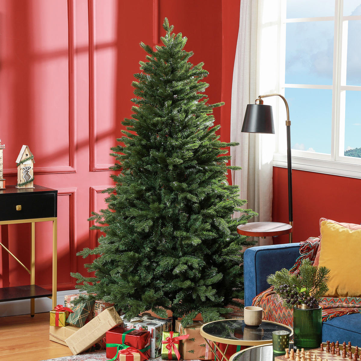 WEIHNACHTSBAUM DE-41593 1821 Spitzen, faltbarer Metallständer, 180 cm - Grün, Kunststoff (180cm) - ComfortXL