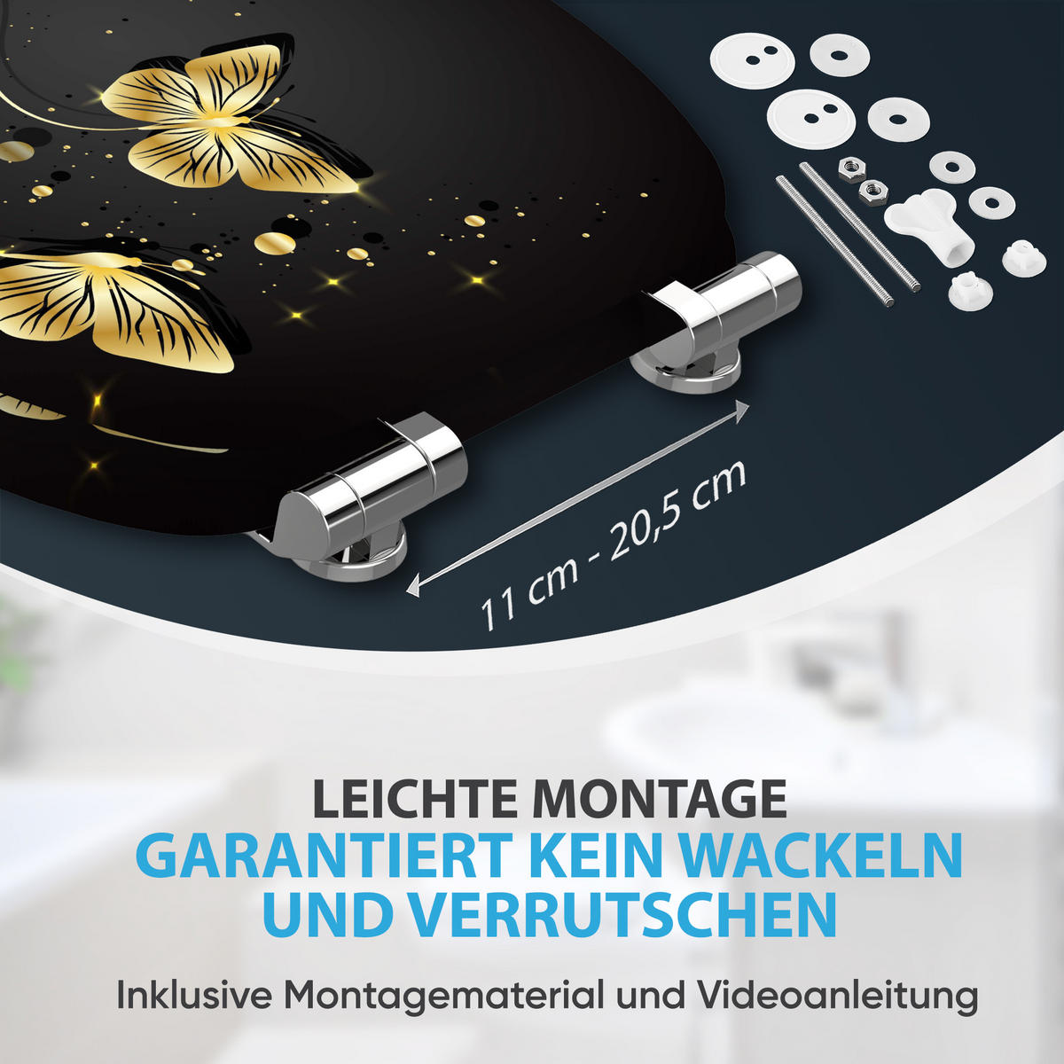 WC Sitz mit Absenkautomatik Silhouette - Schwarz, Holzwerkstoff (38/6/47cm) - Sanilo