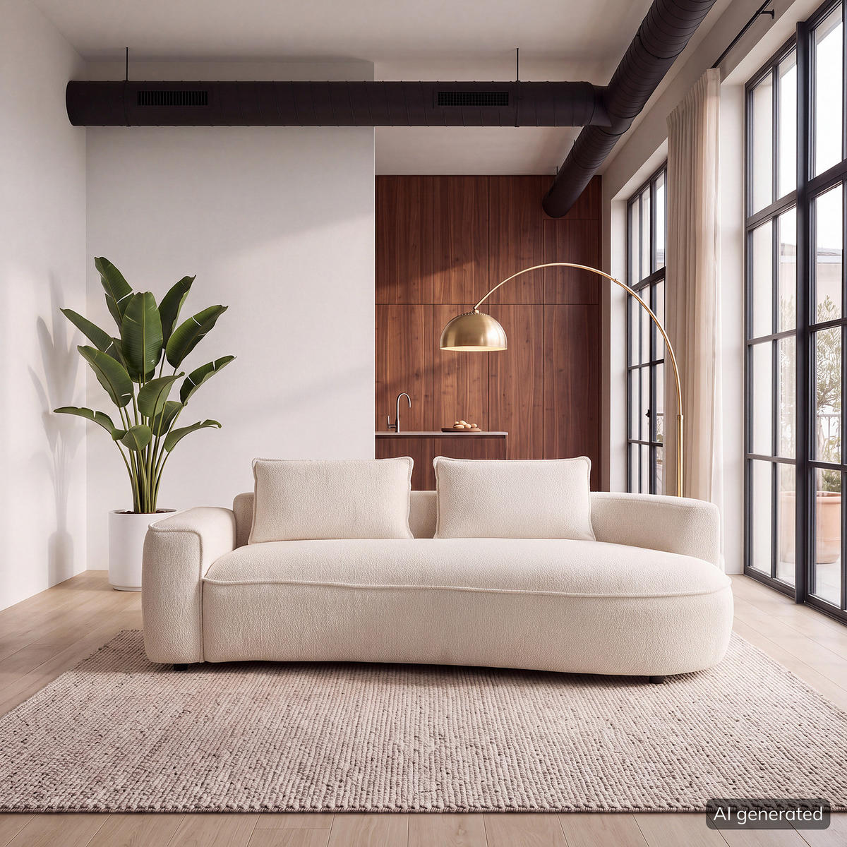 2,5-SITZER SOFA - Creme/Schwarz, Kunststoff/Textil (217/82/146cm) - home24
