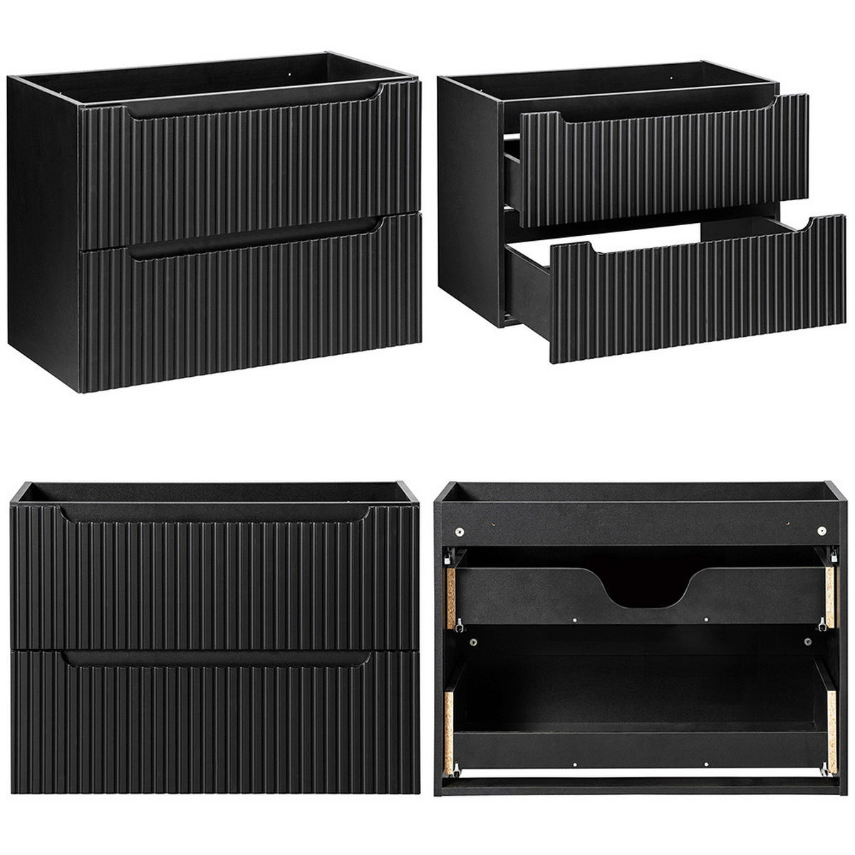 BADMÖBEL-SET 2-TLG. Newport-56 - Schwarz, Holzwerkstoff (140/190/40cm) - Lomado