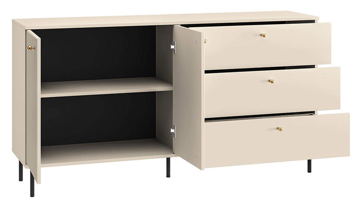 SIDEBOARD Sophie kaschmir matt 160 / 40 / 85cm - Beige, Holz/Holzwerkstoff (160/85/40cm) - Feldmann-Wohnen