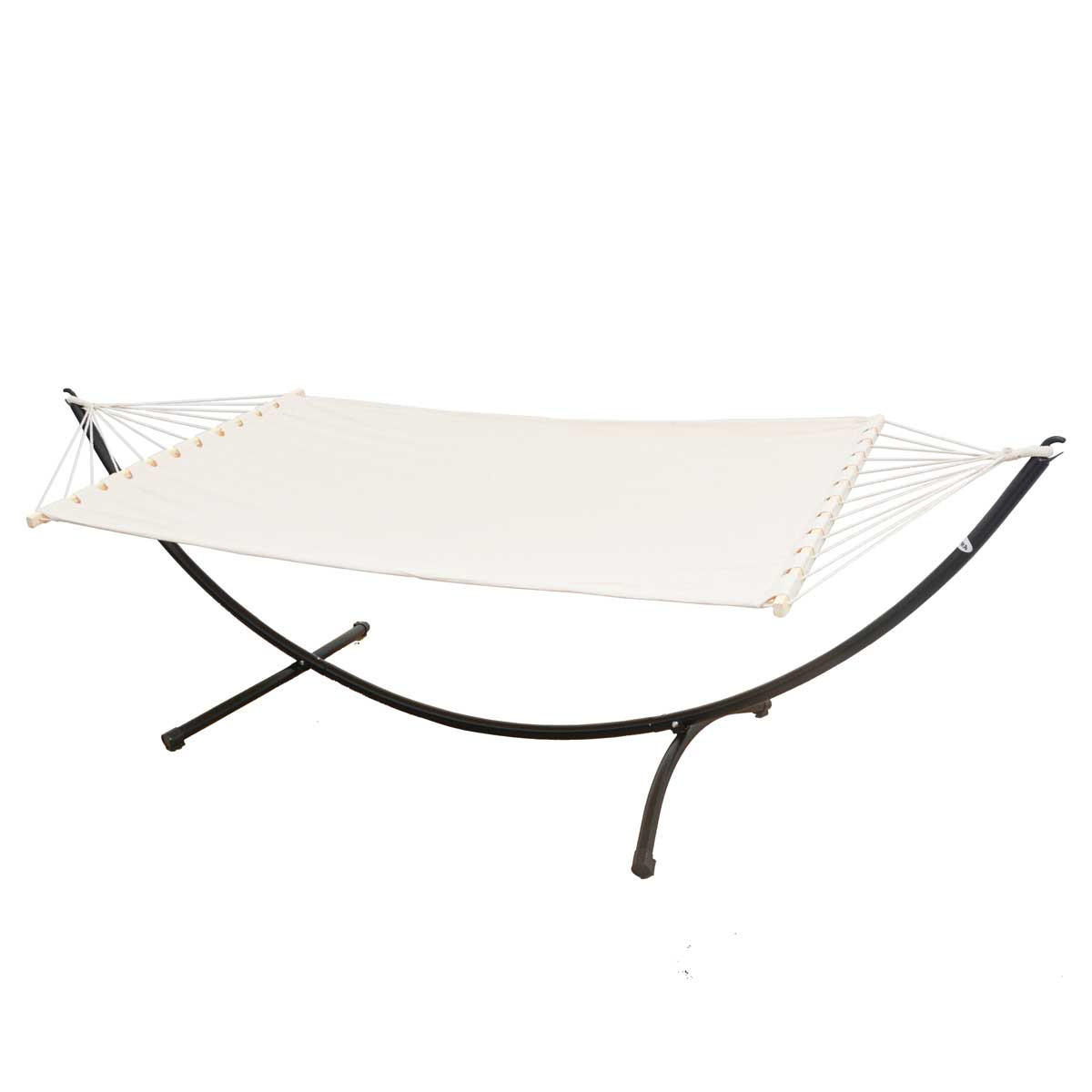 DOPPEL-HÄNGEMATTE mit Gestell bis 120kg, 200/120cm, Beige - Beige, Metall (100/90/300cm) - Amanka