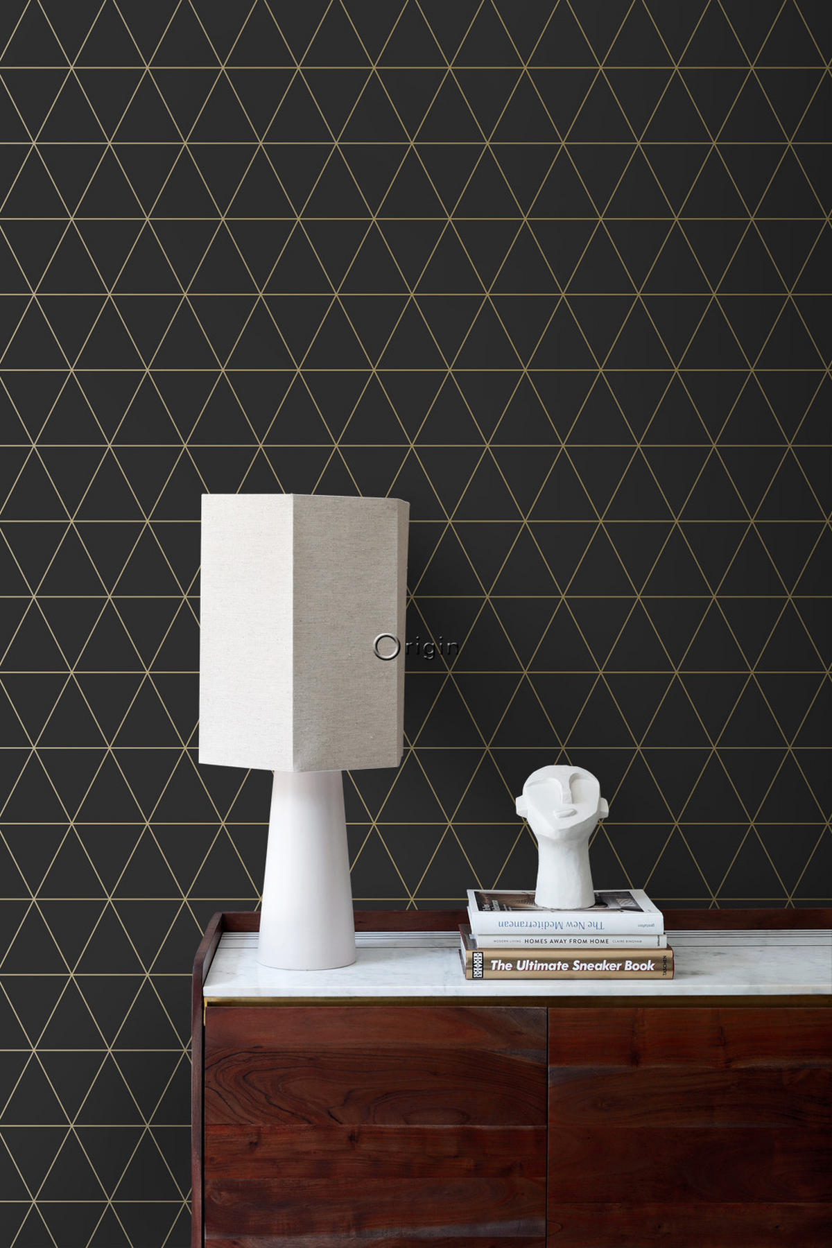 TAPETE grafische Dreiecke 53 cm x 10.05 m - Schwarz, Papier (53/1000cm) - Origin Wallcoverings