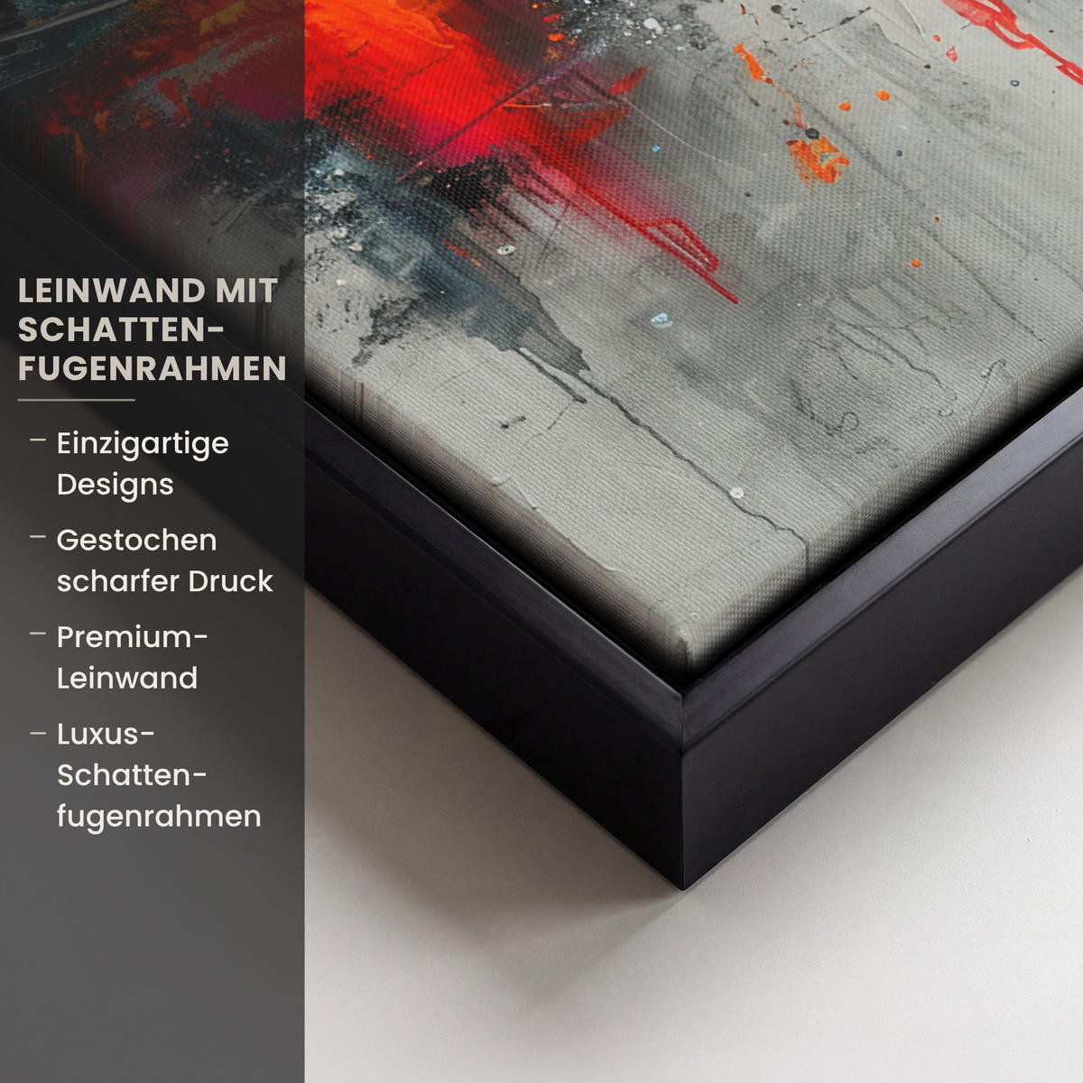 LEINWAND Bilder mit Rahmen - Moderne Kunst - Orange - Grau - Abstrakt - 20x30 - Hellgrau, Textil (20/30cm) - MuchoWow