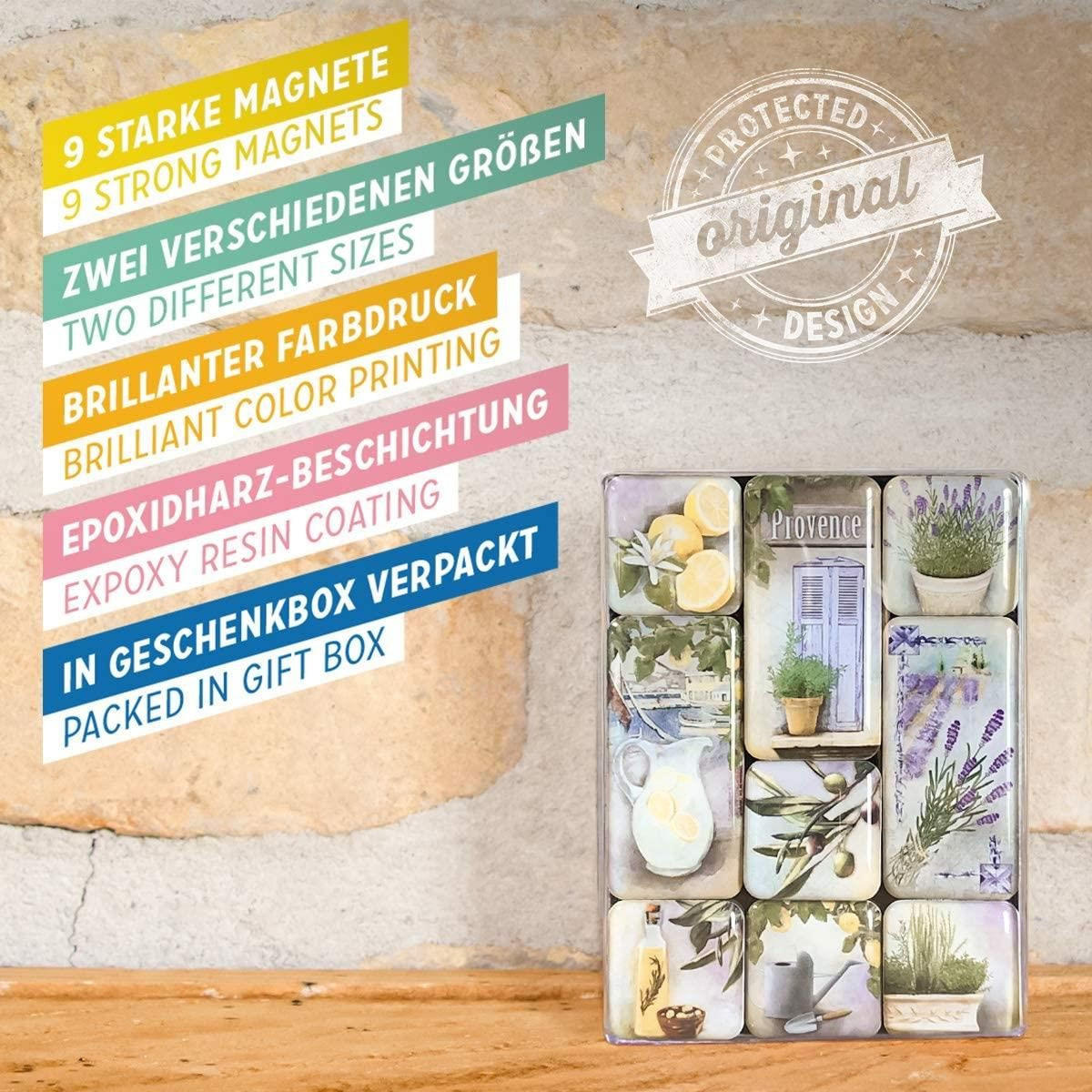 MAGNETSET 9-teilig Home & Country Provence - Multicolor, Metall (7/9/2cm) - Nostalgic-Art