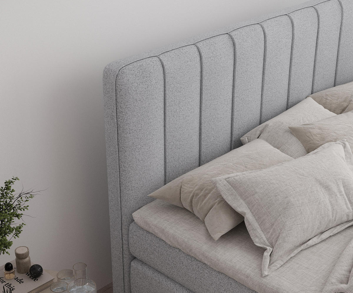BOXSPRINGBETT Novara Hellgrau 200/200 cm - Hellgrau/Schwarz, Holz/Holzwerkstoff (200/200cm) - Maison de Reve