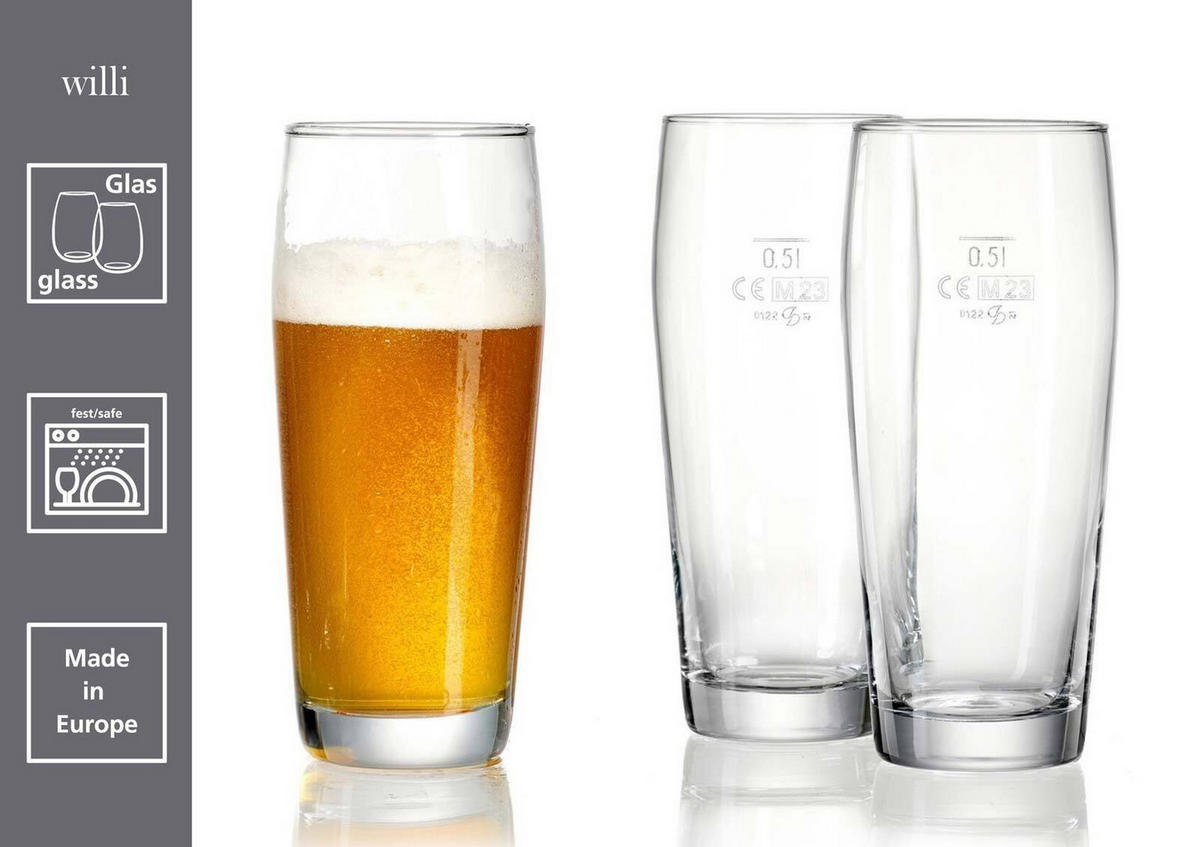 BIERGLÄSER Willi transparent 0,5 Liter 6er Set - Transparent, Glas (0.5L) - Ritzenhoff Breker