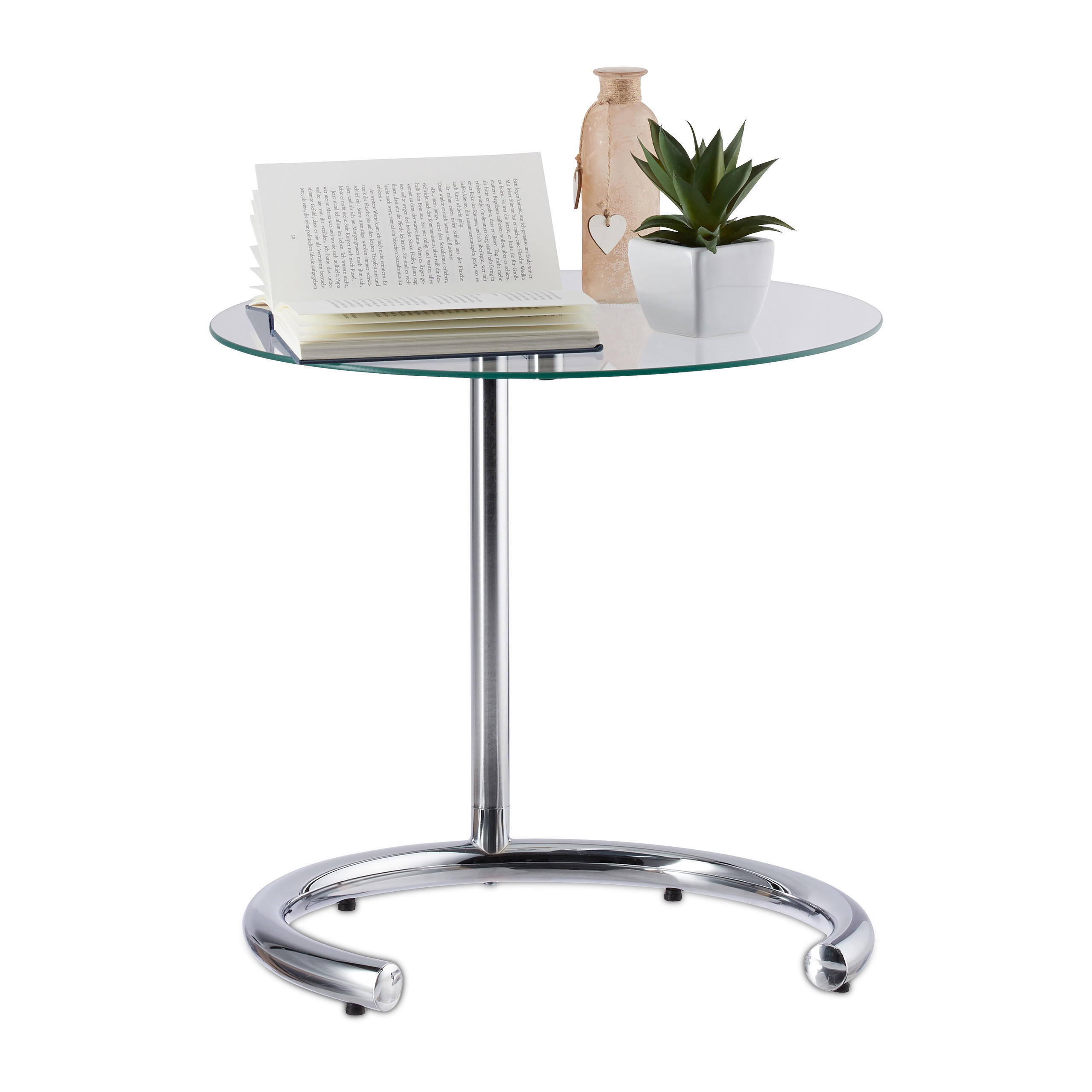 Relaxdays STOLEK průhledný chrom výškově nastavitelný 46 cm