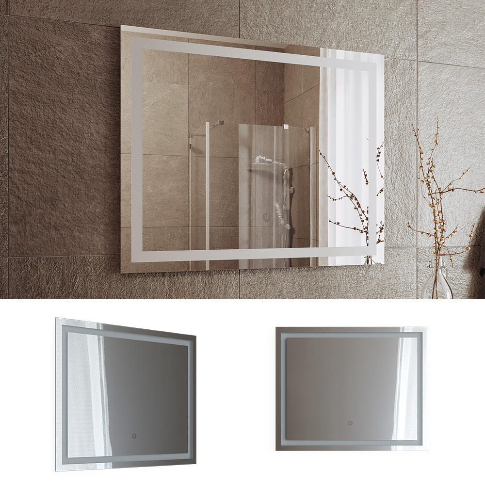 BADEZIMMERSPIEGEL Viola Weiß 80 x 65 cm mit LED-Beleuchtung - Weiß, Glas (3/65/80cm) - Vicco