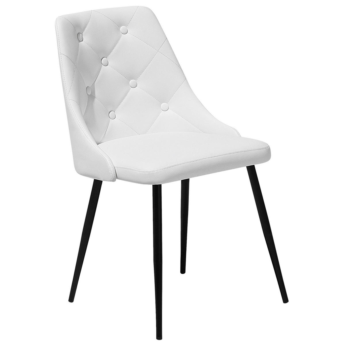 ESSZIMMERSTUHL 2er-Set Kunstleder Weiß Valerie - Weiß, Textil/Metall (49/81/59cm) - Beliani