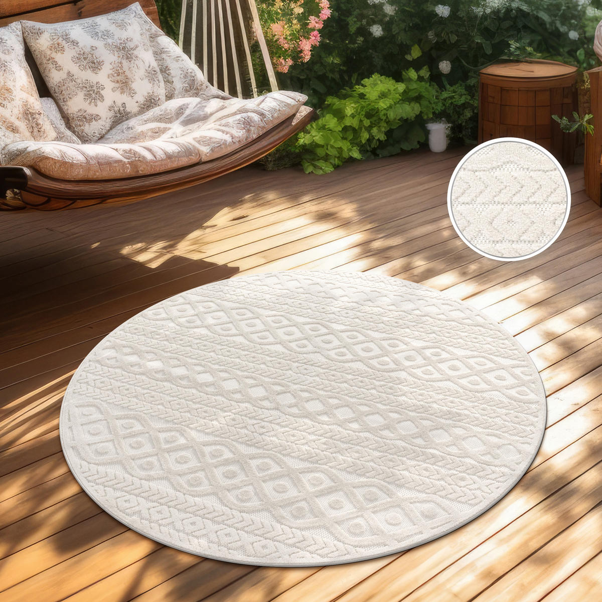 OUTDOORTEPPICH 120/120 cm Cotton 231 - Creme, Textil (120/120cm) - Paco Home