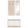 WANDGARDEROBE mit Spiegel, 10 Haken und Platz für 8 Paar Schuhe DELFT, Beige 80x27x180 cm - Beige, Holz (80/180/27cm) - KADIMA DESIGN