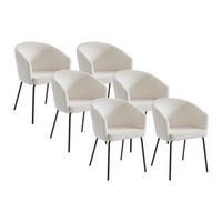 STUHL 6er-Set mit Armlehnen - Cord & Metall - Cremefarben - MORONI - Creme, Textil (58.5/79/56.5cm) - Pascal Morabito