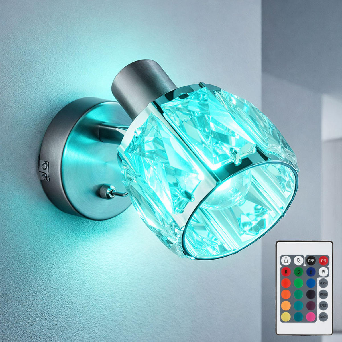 LED WANDLEUCHTE KRIS Chrom Silber - Silberfarben, Glas (9.2/12.5/16cm)