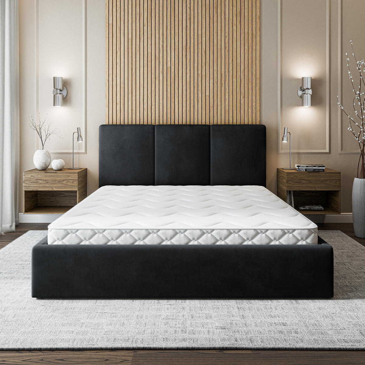 ČALOUNĚNÁ Postel AZURI 120x200 cm Černá - černá, kompozitní dřevo/textil (120/200cm) - MASSENO