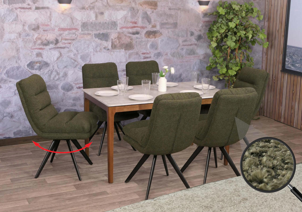 ESSZIMMERSTUHL Grün 6er-Set - Grün, Textil (48/92/68cm) - MCW